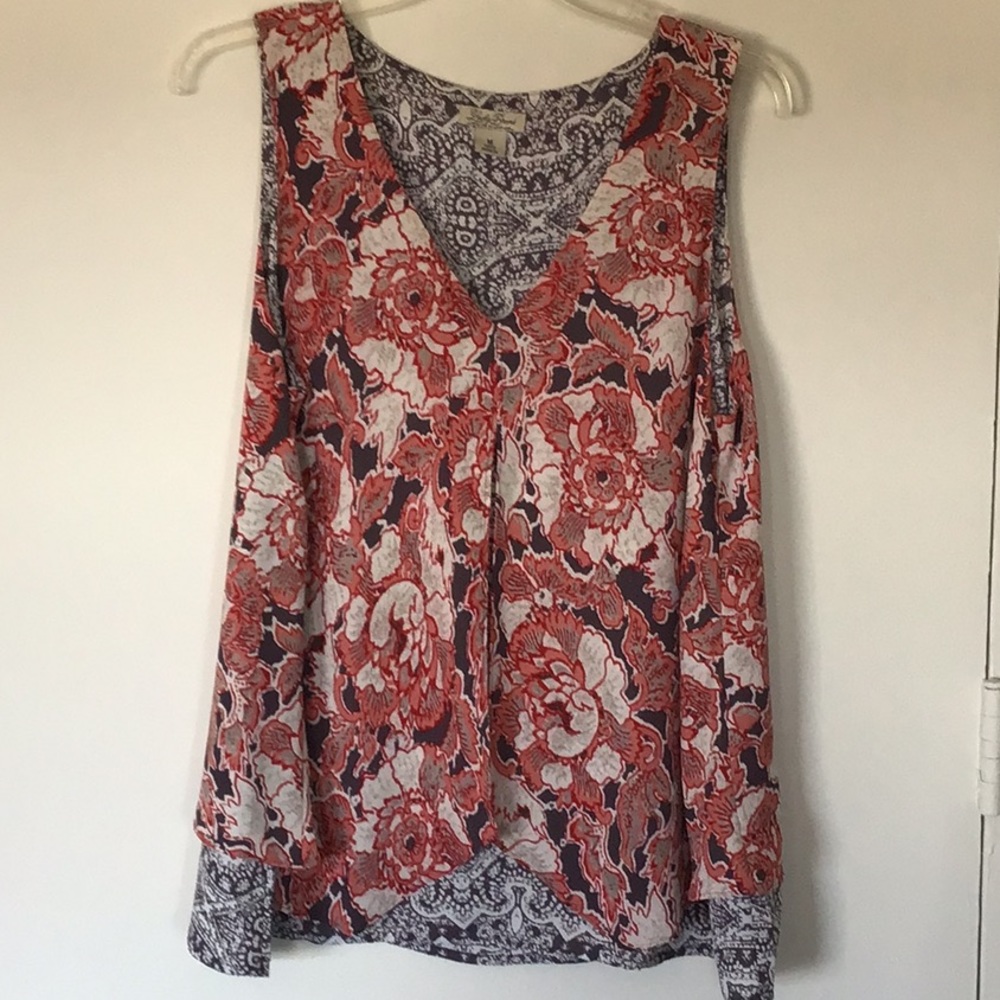 Lucky Brand Layered Floral Tank Sz M
